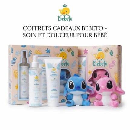 Coffret Cadeau Bébé Bebeto – Shampoing 200 ml + Eau de Senteur 250 ml + Stitch Offert